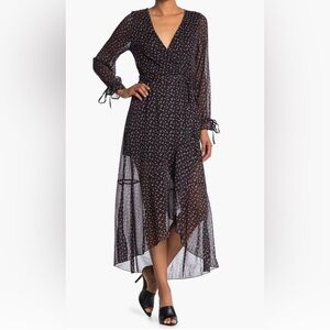 Kendall + Kylie Printed Wrap Cover Up Size Small Ditsy Floral Black Pink